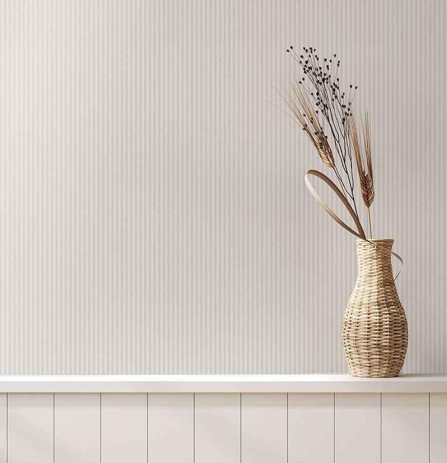 Ticking Light Grey Stripe Wallpaper - York Wallcoverings - 4164-M1847 - York Wallcoverings Wallpaper