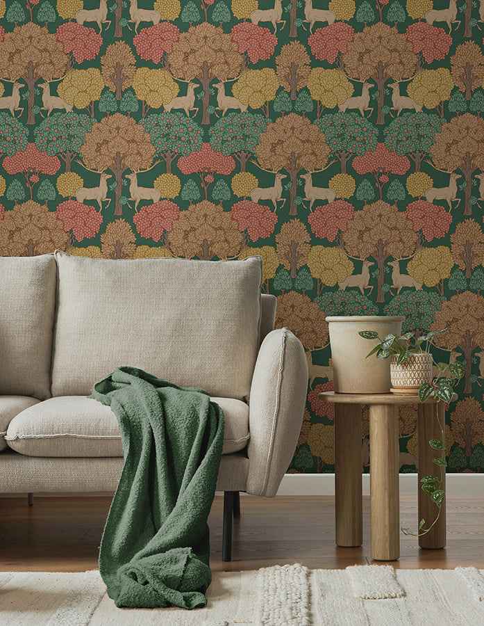 Forest of Arden Green Deer Wallpaper - York Wallcoverings - 4164-M1849 - York Wallcoverings Wallpaper