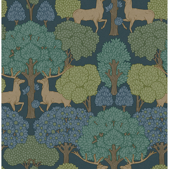 forest-of-arden-blue-deer-wallpaper-york-wallcoverings-4164-m1850 - York Wallpaper Wallpaper