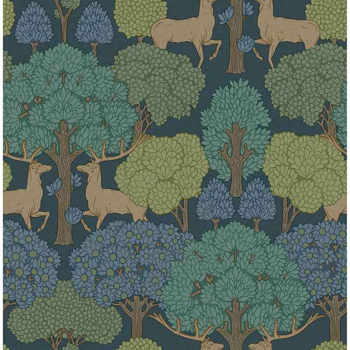 Forest of Arden Blue Deer Wallpaper - York Wallcoverings - 4164-M1850 - York Wallcoverings Wallpaper