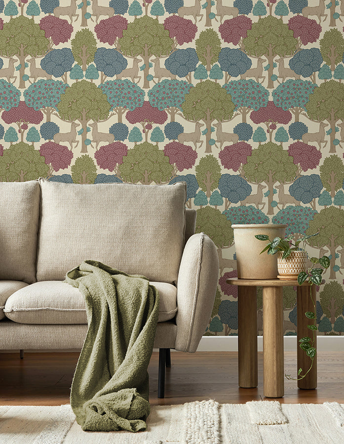 forest-of-arden-merlot-deer-wallpaper-york-wallcoverings-4164-m1852 - York Wallpaper Wallpaper