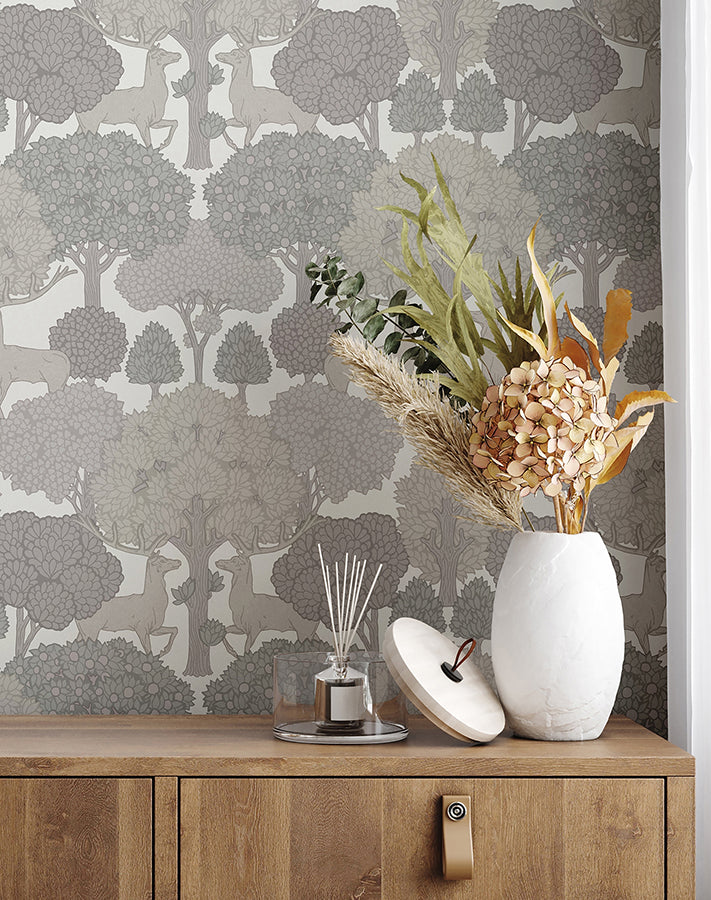 forest-of-arden-grey-deer-wallpaper-york-wallcoverings-4164-m1853 - York Wallpaper Wallpaper