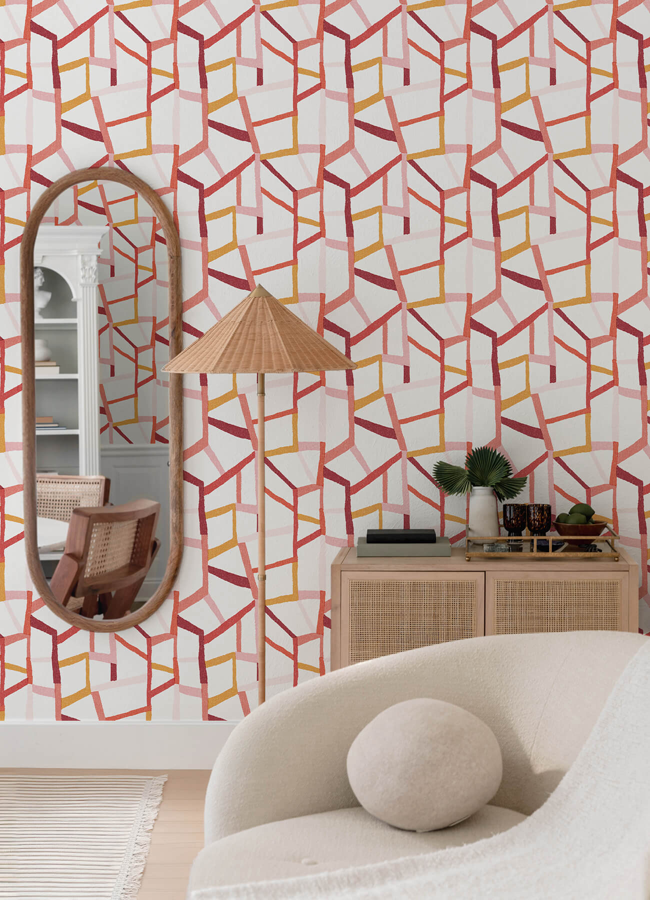 tate-pink-geometric-linen-wallpaper-york-wallcoverings-2903-25846 - York Wallcoverings Papel pintado