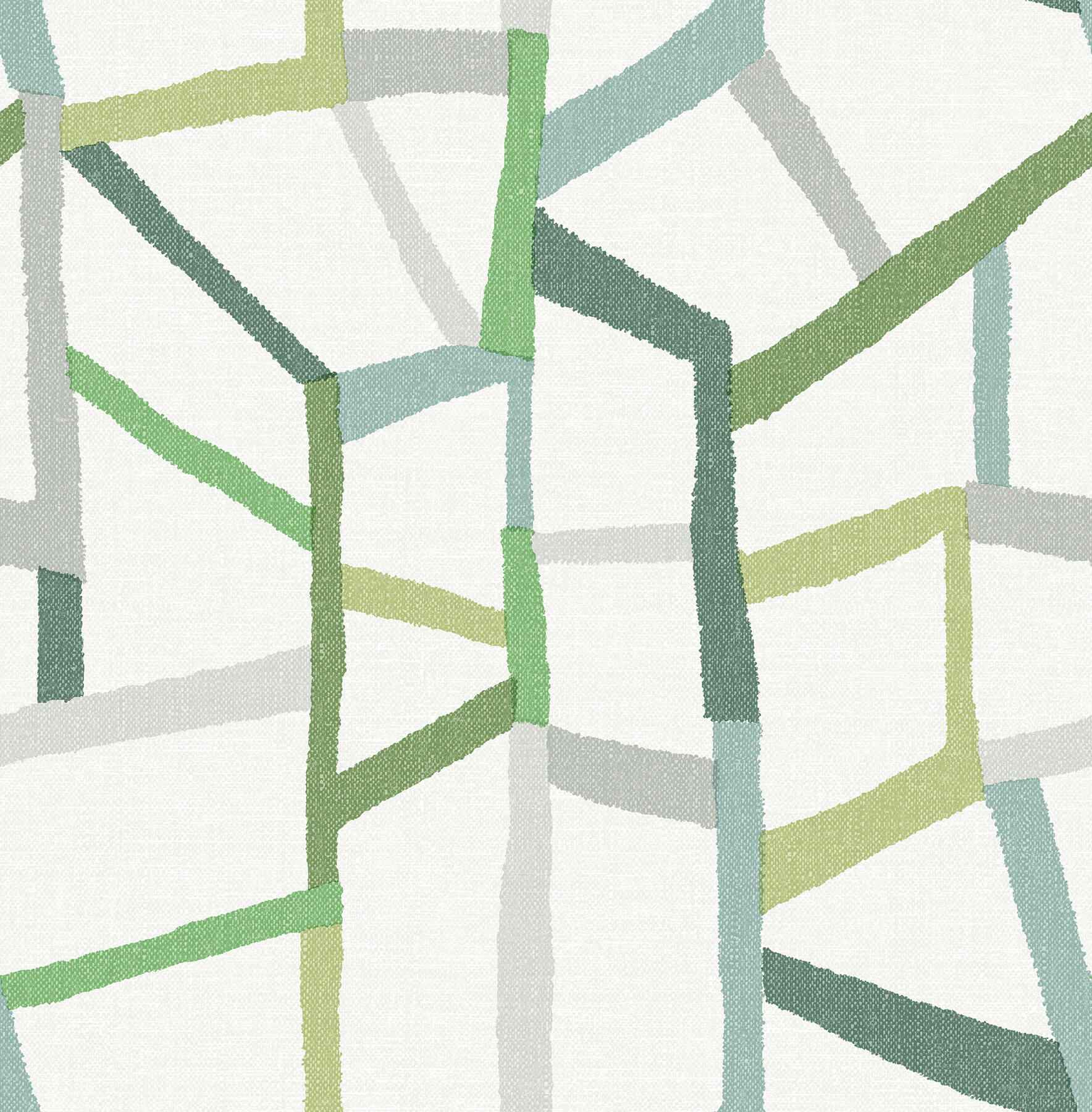 Tate Green Geometric Linen Wallpaper - York Wallcoverings - 2903-25847 - York Wallcoverings Wallpaper