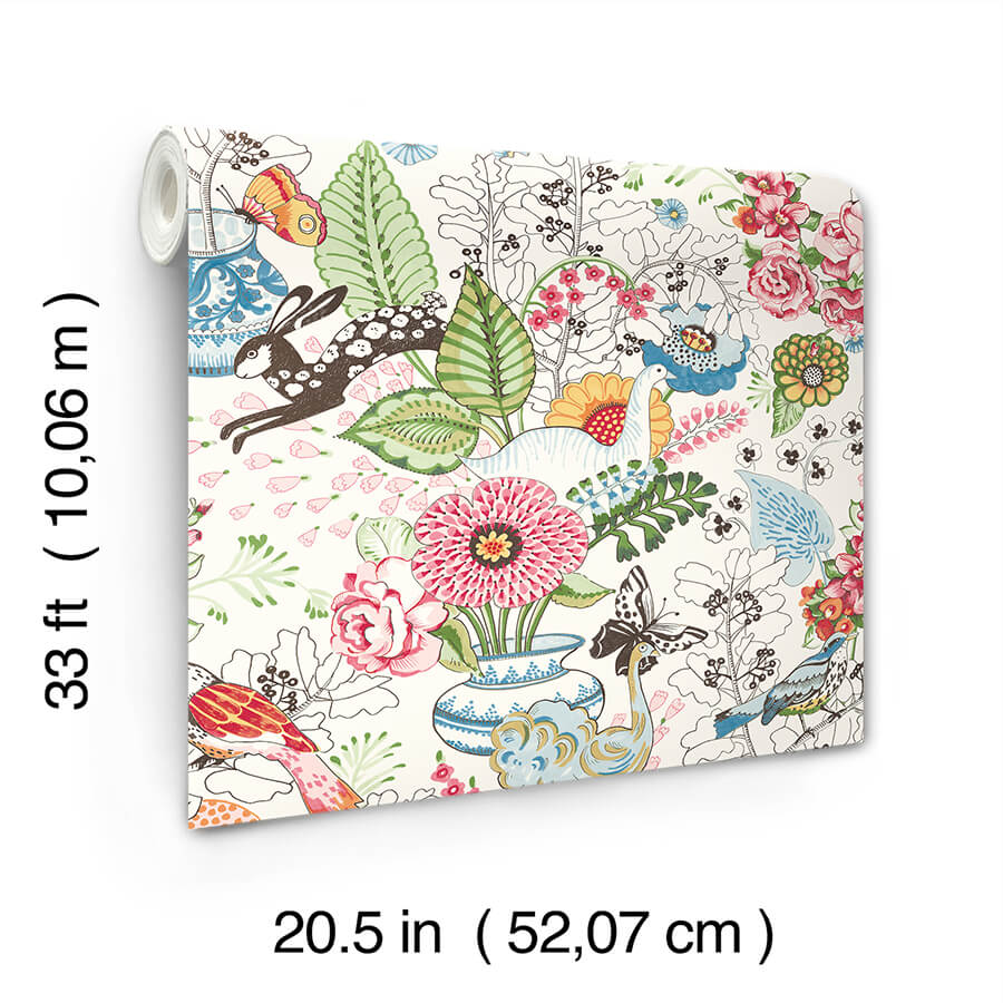 whimsy-multicolor-fauna-wallpaper-york-wallcoverings-4135-12801 - York Wallcoverings Wallpaper