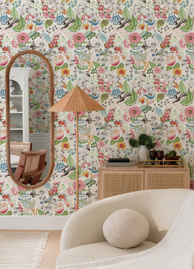 whimsy-multicolor-fauna-wallpaper-york-wallcoverings-4135-12801 - York Wallcoverings Wallpaper