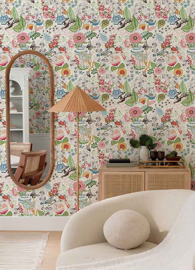 Whimsy Multicolor Fauna Wallpaper - York Wallcoverings - 4135-12801 - York Wallcoverings Wallpaper