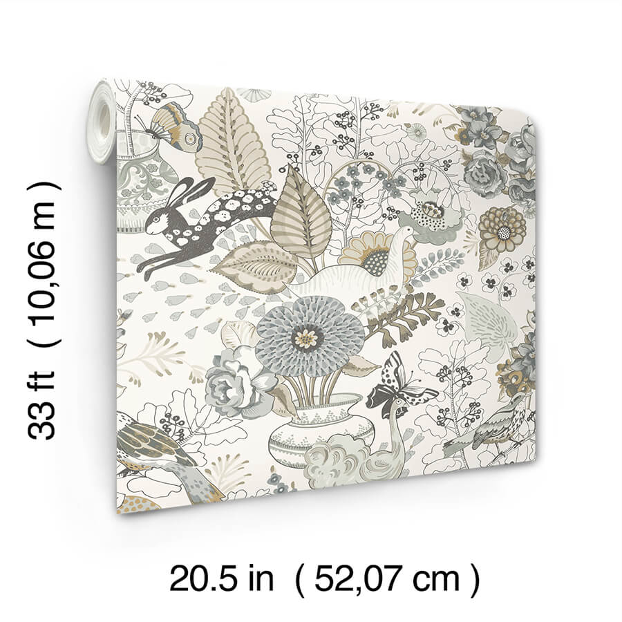 whimsy-neutral-fauna-wallpaper-york-wallcoverings-4135-12806 - York Wallcoverings Wallpaper