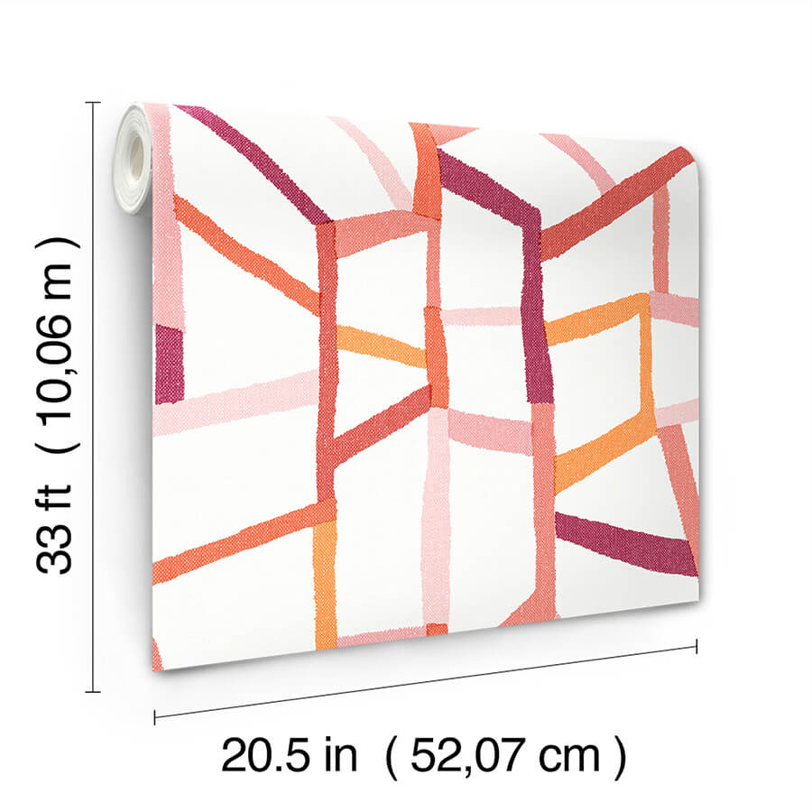 tate-pink-geometric-linen-wallpaper-york-wallcoverings-4135-25846 - York Wallcoverings Wallpaper