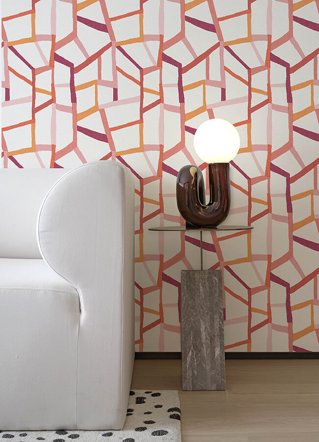 tate-pink-geometric-linen-wallpaper-york-wallcoverings-4135-25846 - York Wallcoverings Wallpaper