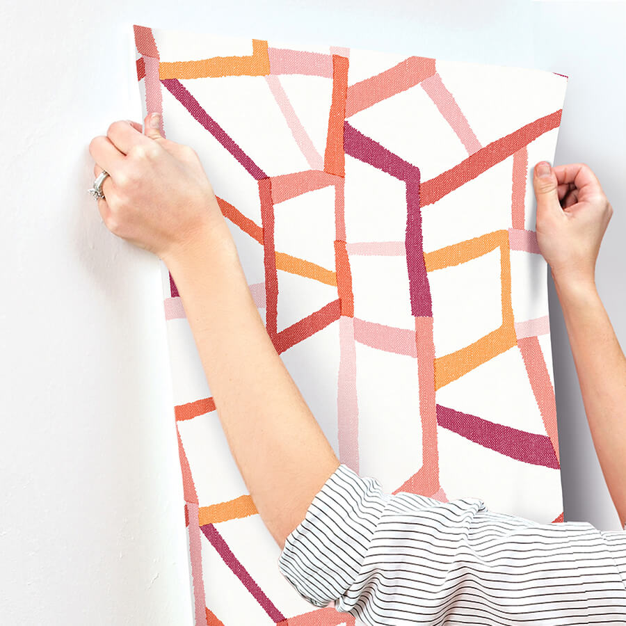 tate-pink-geometric-linen-wallpaper-york-wallcoverings-4135-25846 - York Wallcoverings Wallpaper
