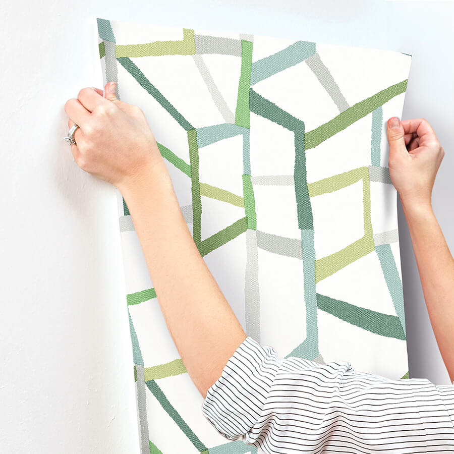 tate-green-geometric-linen-wallpaper-york-wallcoverings-4135-25847 - York Wallcoverings Wallpaper