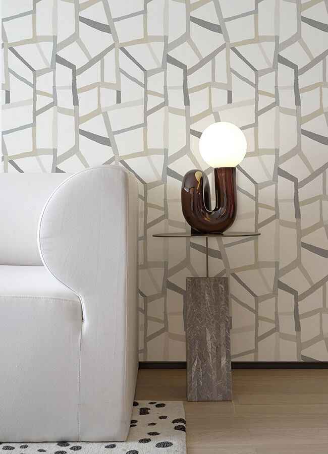 Tate Grey Geometric Linen Wallpaper - York Wallcoverings - 4135-25848 - York Wallcoverings Wallpaper