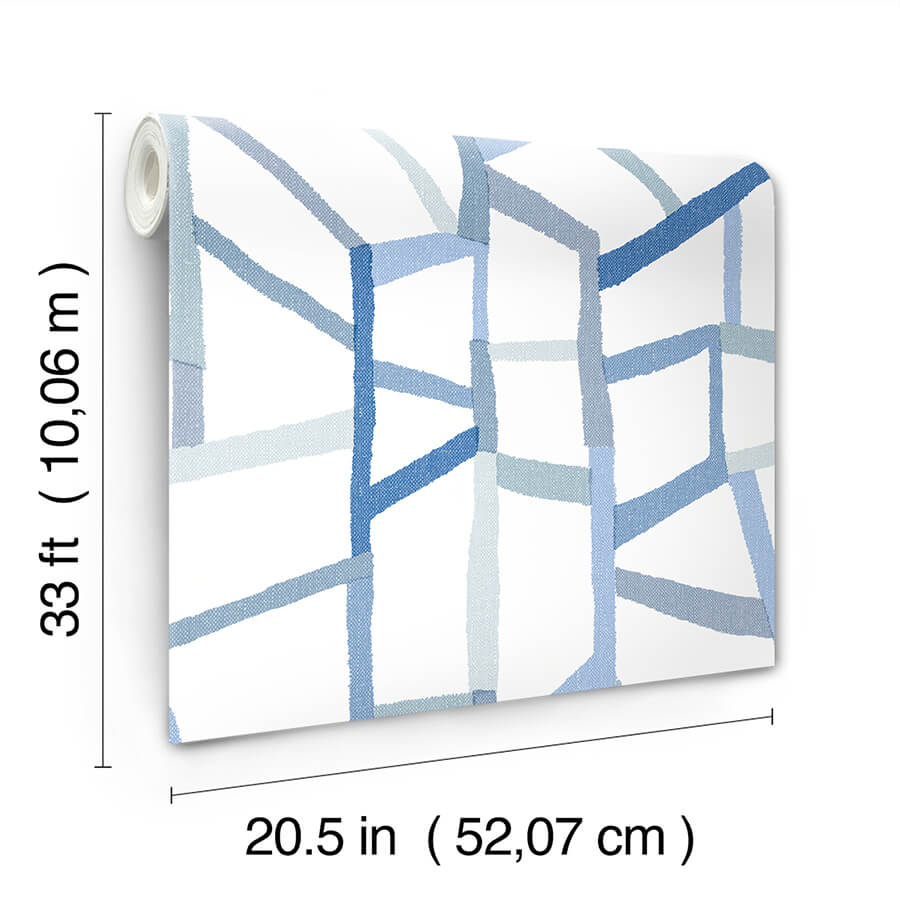 tate-blue-geometric-linen-wallpaper-york-wallcoverings-4135-25849 - York Wallcoverings Wallpaper