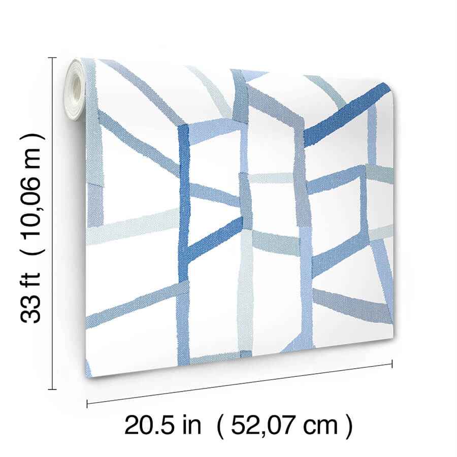 Tate Blue Geometric Linen Wallpaper - York Wallcoverings - 4135-25849 - York Wallcoverings Wallpaper
