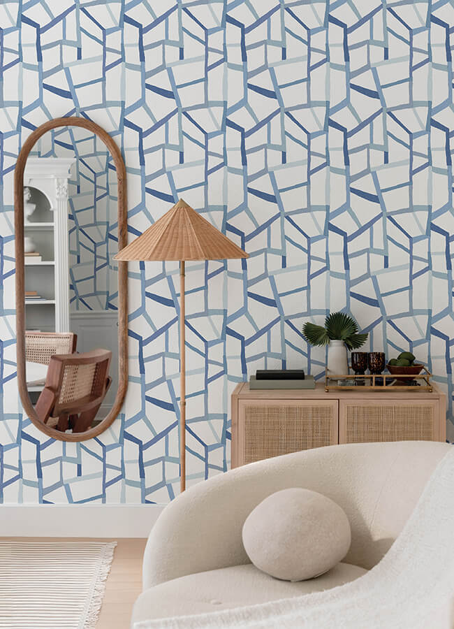 tate-blue-geometric-linen-wallpaper-york-wallcoverings-4135-25849 - York Wallcoverings Wallpaper