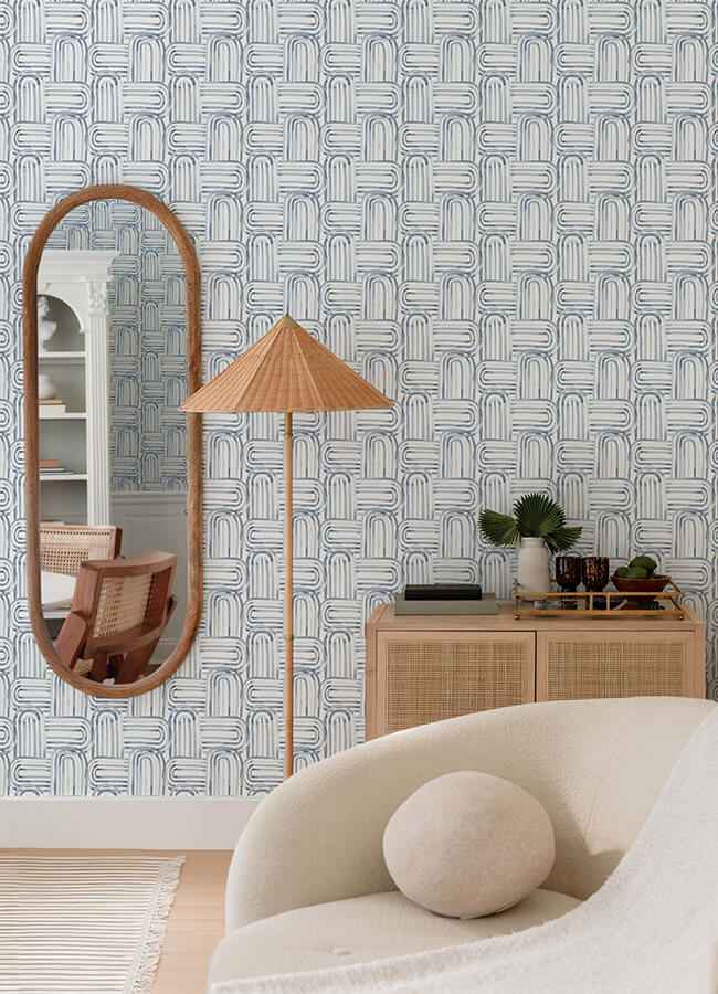 Lolly Blue Arches Wallpaper - York Wallcoverings - 4135-27273 - York Wallcoverings Wallpaper
