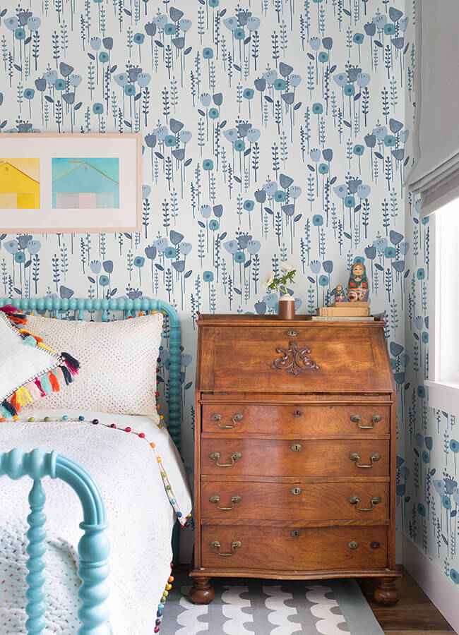 Mabel Blue Floral Field Wallpaper - York Wallcoverings - 4135-27274