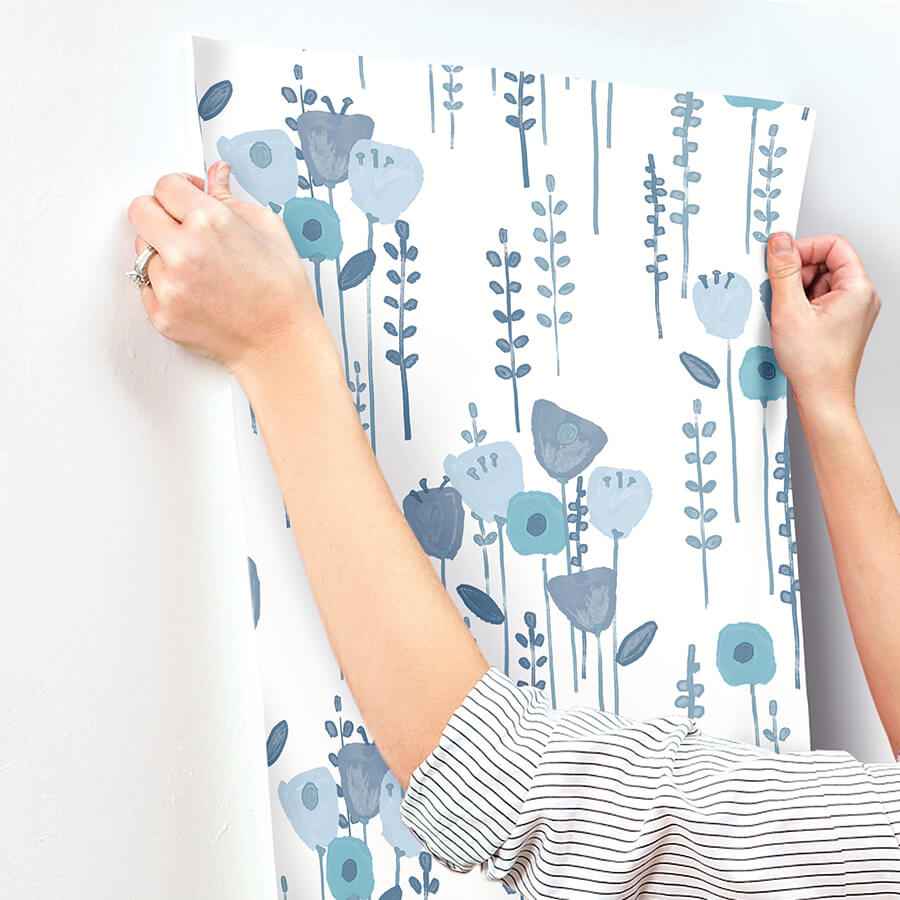 Mabel Blue Floral Field Wallpaper - York Wallcoverings - 4135-27274 - York Wallcoverings Wallpaper