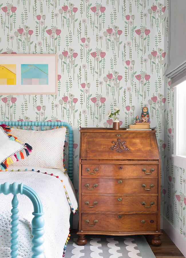 Mabel Pink Floral Field Wallpaper - York Wallcoverings - 4135-27275 - York Wallcoverings Wallpaper