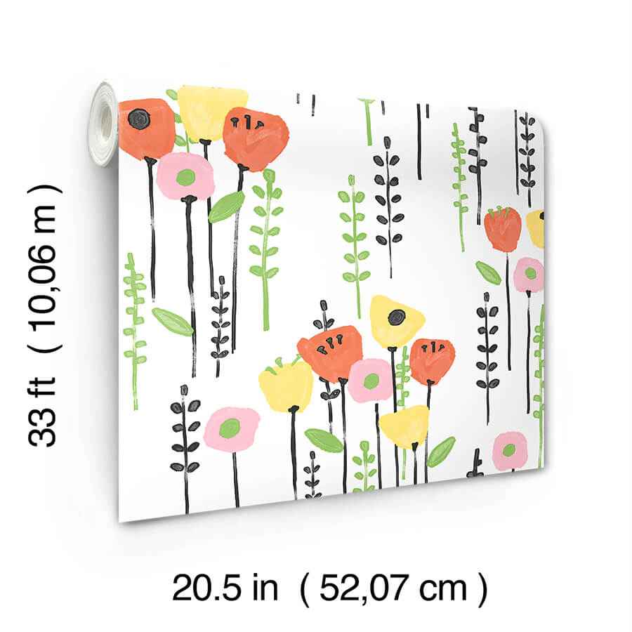Mabel Yellow Floral Field Wallpaper - York Wallcoverings - 4135-27276 - York Wallcoverings Wallpaper