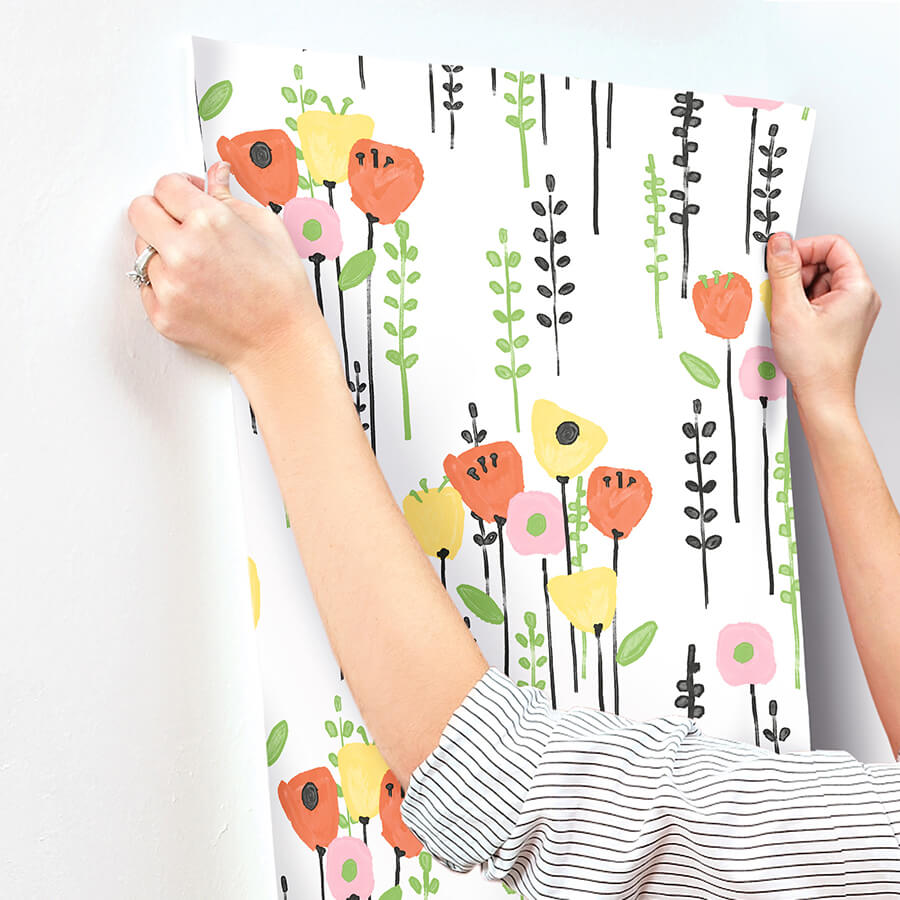 mabel-yellow-floral-field-wallpaper-york-wallcoverings-4135-27276 - York Wallcoverings Wallpaper