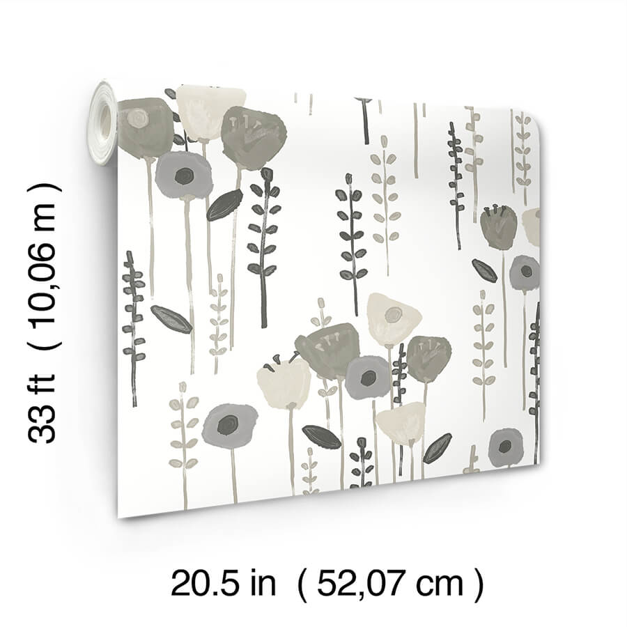 mabel-grey-floral-field-wallpaper-york-wallcoverings-4135-27277 - York Wallcoverings Wallpaper