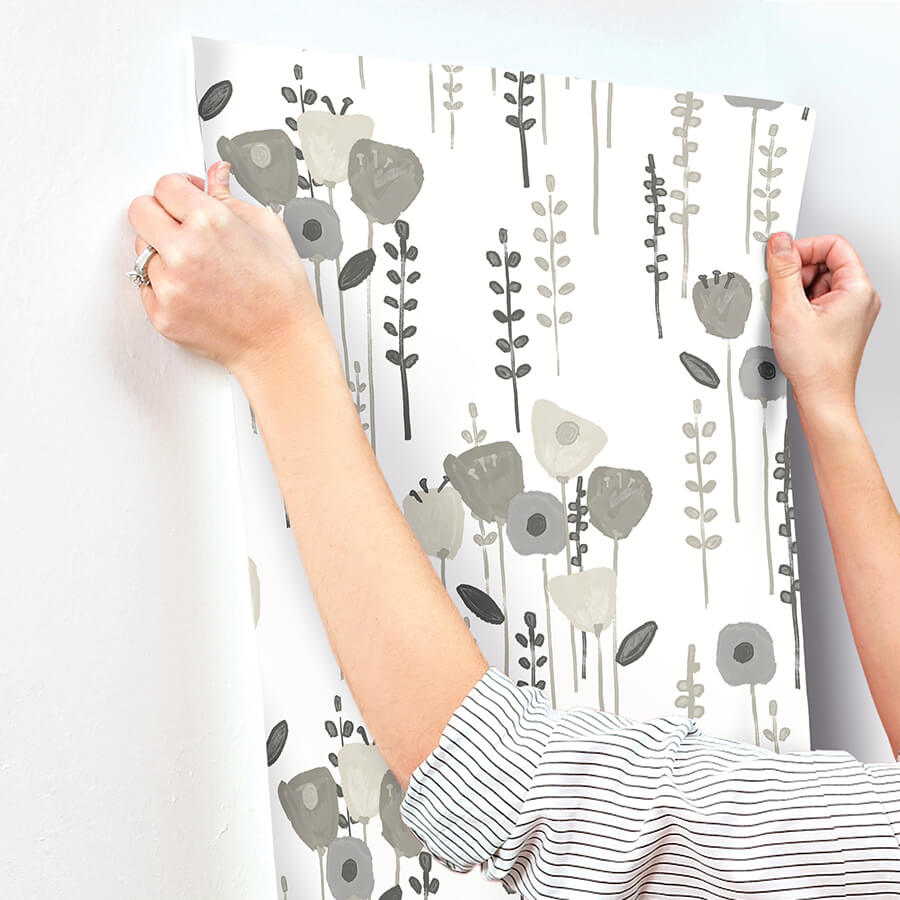 mabel-grey-floral-field-wallpaper-york-wallcoverings-4135-27277 - York Wallcoverings Wallpaper