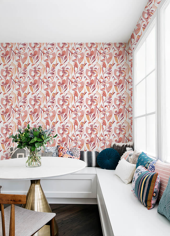 nathalie-coral-abstract-blooms-wallpaper-york-wallcoverings-4135-27279 - York Wallcoverings Wallpaper