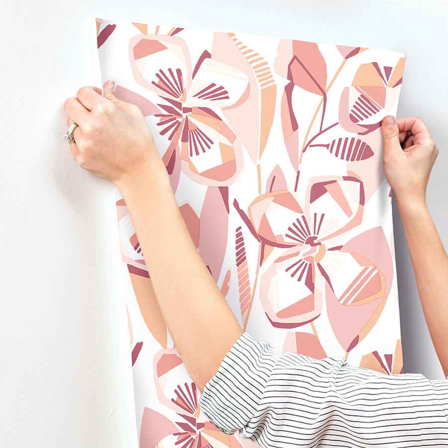 Nathalie Coral Abstract Blooms Wallpaper - York Wallcoverings - 4135-27279 - York Wallcoverings Wallpaper