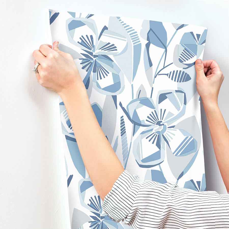 Nathalie Blue Abstract Blooms Wallpaper - York Wallcoverings - 4135-27281 - York Wallcoverings Wallpaper