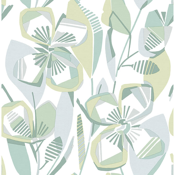nathalie-light-green-abstract-blooms-wallpaper-york-wallcoverings-4135-27282 - York Wallcoverings Wallpaper
