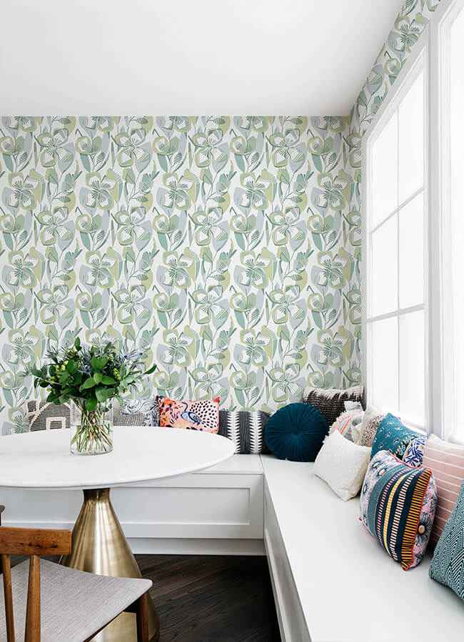 Nathalie Light Green Abstract Blooms Wallpaper - York Wallcoverings - 4135-27282 - York Wallcoverings Wallpaper