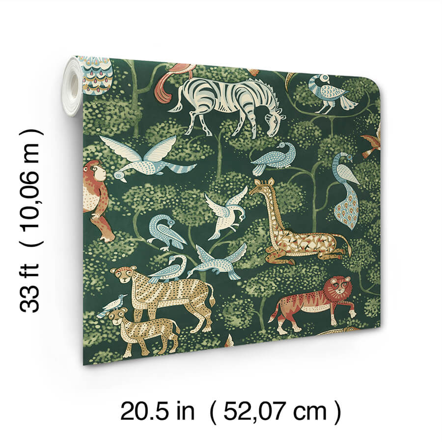 rigby-green-jungle-animals-wallpaper-york-wallcoverings-4135-27286 - York Wallcoverings Wallpaper
