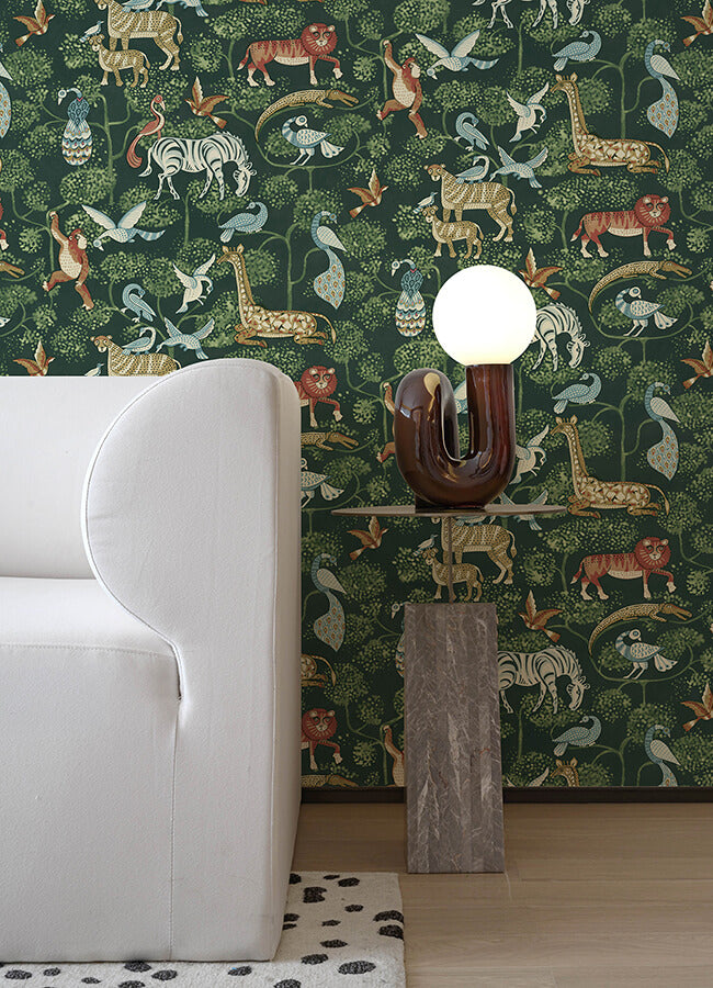 rigby-green-jungle-animals-wallpaper-york-wallcoverings-4135-27286 - York Wallcoverings Wallpaper