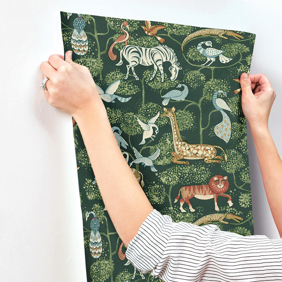 rigby-green-jungle-animals-wallpaper-york-wallcoverings-4135-27286 - York Wallcoverings Wallpaper