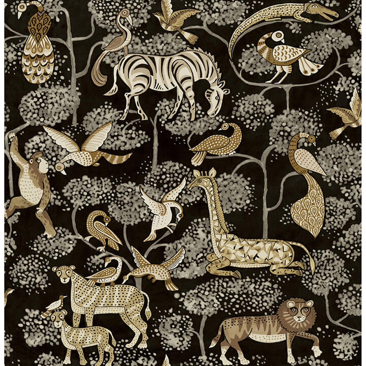 rigby-black-jungle-animals-wallpaper-york-wallcoverings-4135-27287 - York Wallcoverings Wallpaper