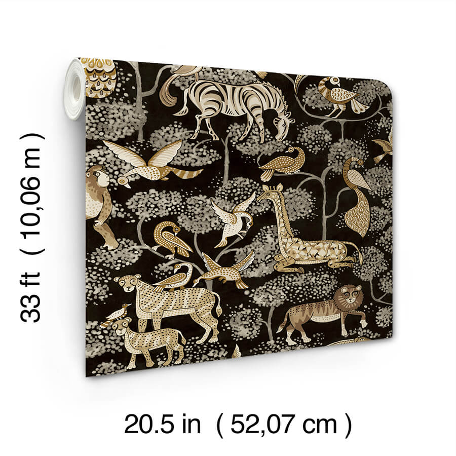 rigby-black-jungle-animals-wallpaper-york-wallcoverings-4135-27287 - York Wallcoverings Wallpaper