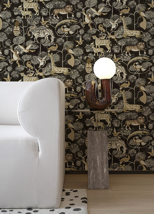 rigby-black-jungle-animals-wallpaper-york-wallcoverings-4135-27287 - York Wallcoverings Wallpaper