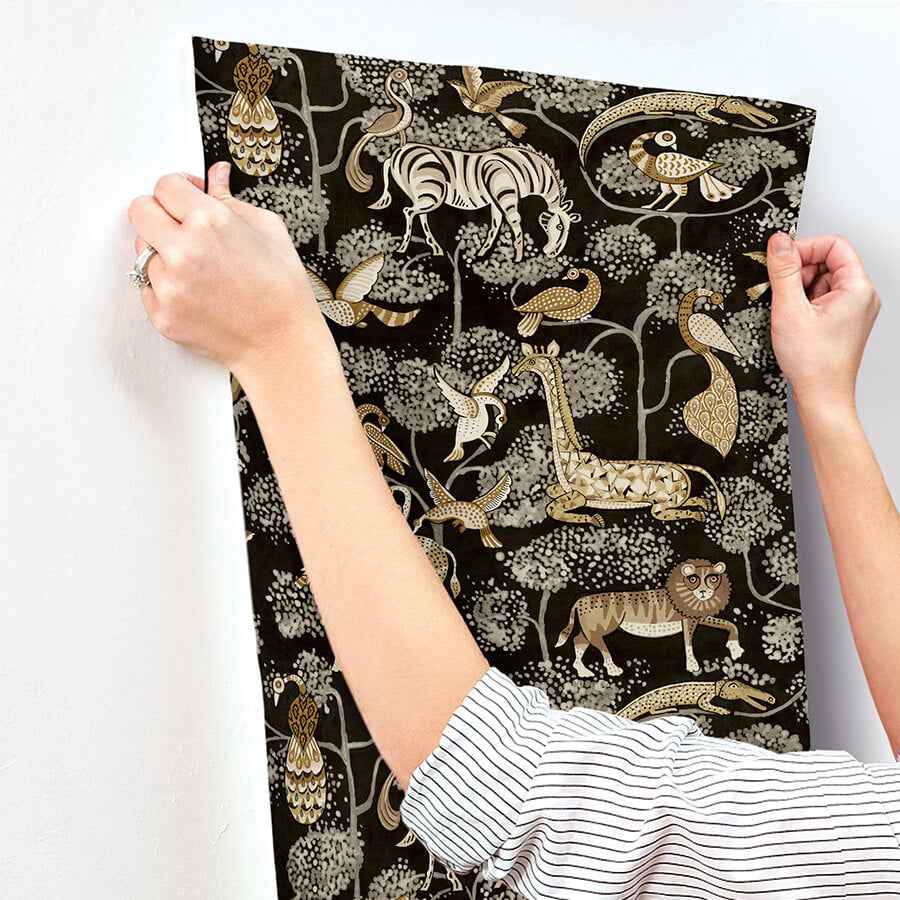Rigby Black Jungle Animals Wallpaper - York Wallcoverings - 4135-27287 - York Wallcoverings Wallpaper
