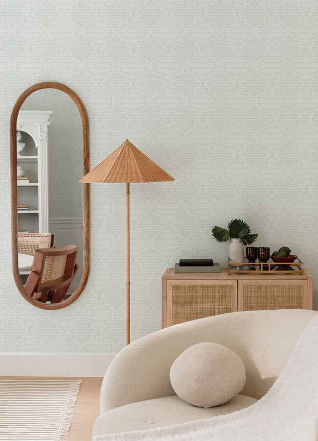 Ernest Turquoise Quilted Quatrefoil Wallpaper - York Wallcoverings - 4135-27288 - York Wallcoverings Wallpaper