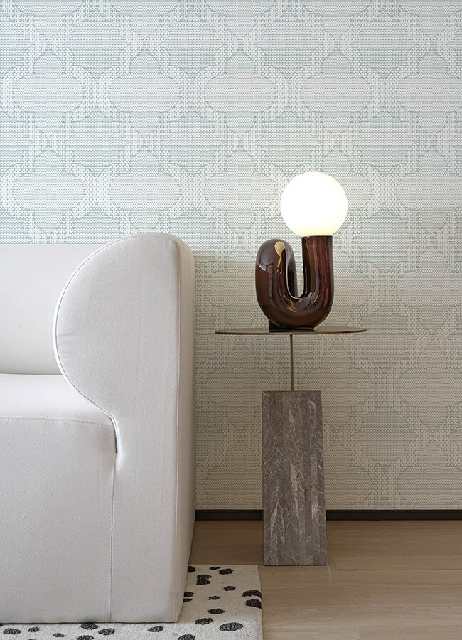 ernest-blue-quilted-quatrefoil-wallpaper-york-wallcoverings-4135-27289 - York Wallcoverings Wallpaper