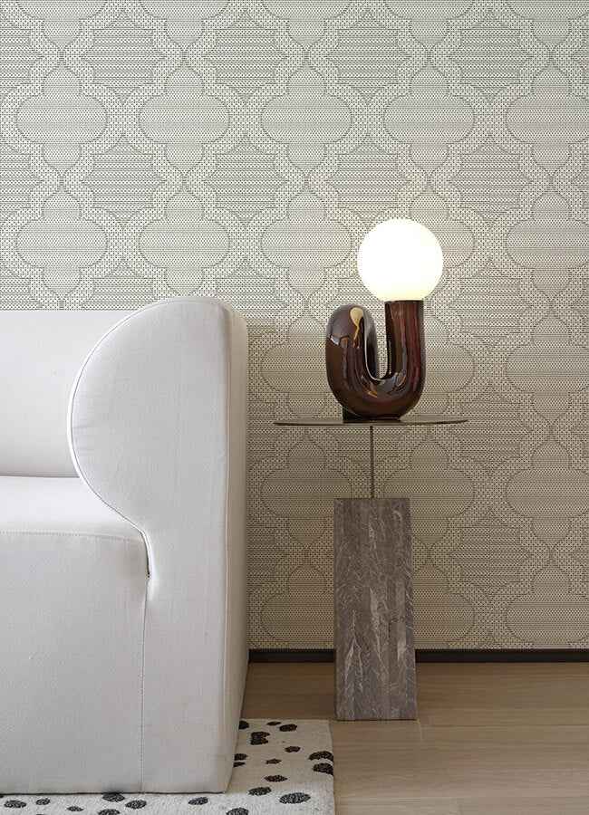 Ernest Charcoal Quilted Quatrefoil Wallpaper - York Wallcoverings - 4135-27290
