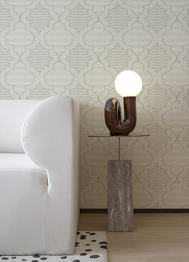 ernest-charcoal-quilted-quatrefoil-wallpaper-york-wallcoverings-4135-27290 - York Wallcoverings Wallpaper