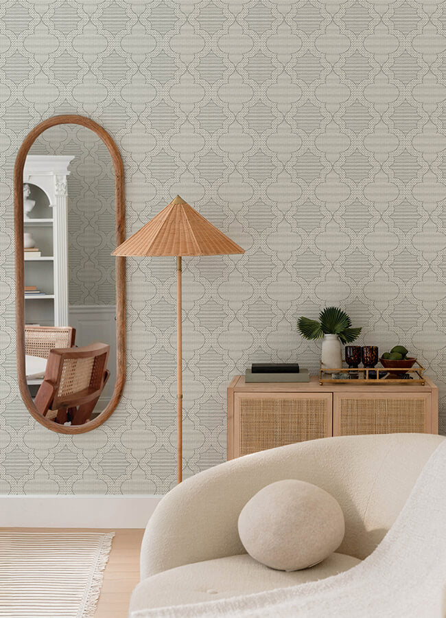 ernest-charcoal-quilted-quatrefoil-wallpaper-york-wallcoverings-4135-27290 - York Wallcoverings Wallpaper