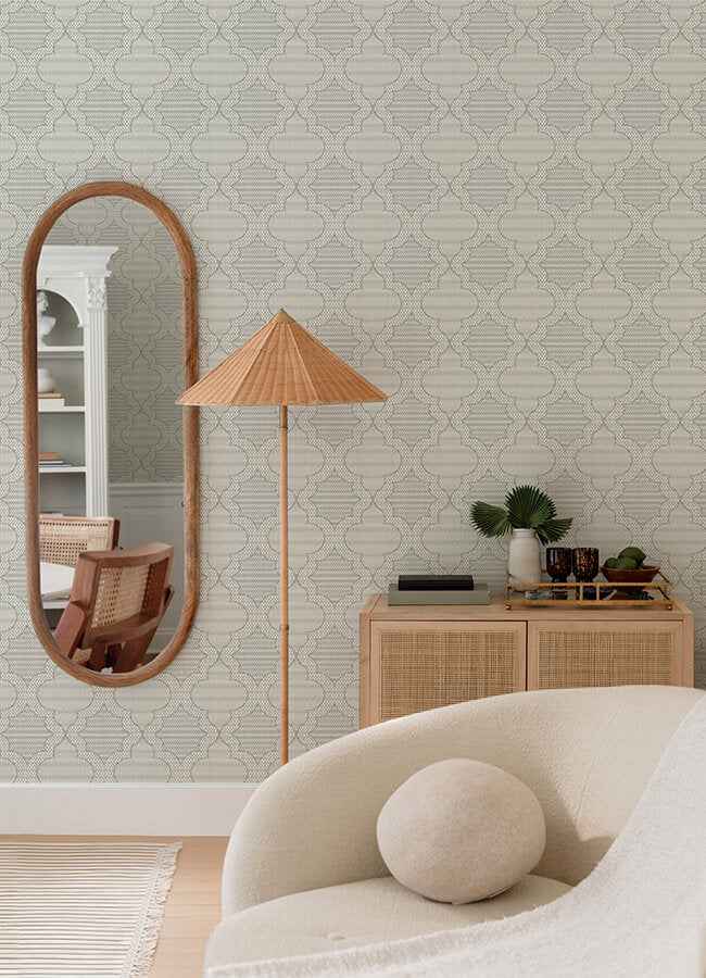 Ernest Charcoal Quilted Quatrefoil Wallpaper - York Wallcoverings - 4135-27290 - York Wallcoverings Wallpaper