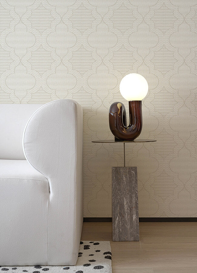 ernest-taupe-quilted-quatrefoil-wallpaper-york-wallcoverings-4135-27291 - York Wallcoverings Wallpaper