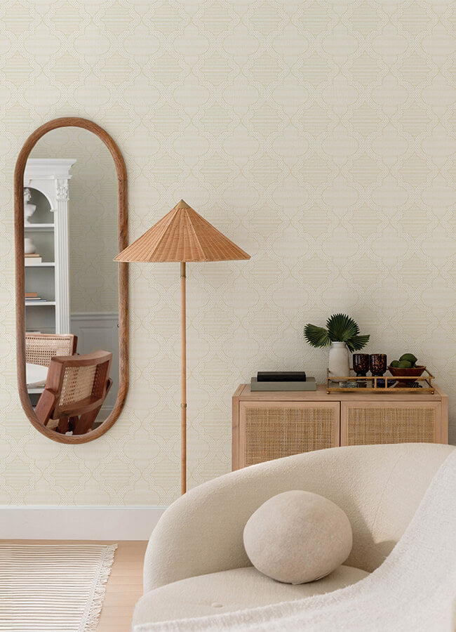ernest-yellow-quilted-quatrefoil-wallpaper-york-wallcoverings-4135-27292 - York Wallcoverings Wallpaper