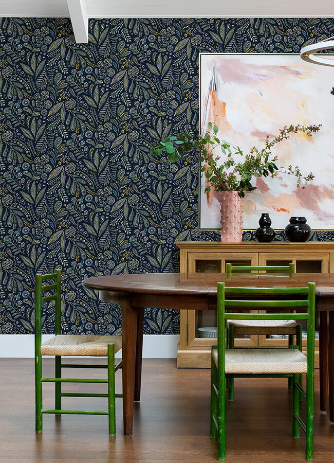 briar-navy-floral-wallpaper-york-wallcoverings-4135-27293 - York Wallcoverings Wallpaper