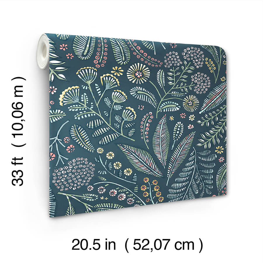 briar-teal-floral-wallpaper-york-wallcoverings-4135-27295 - York Wallcoverings Wallpaper